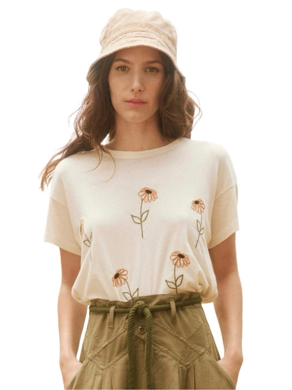 THE GREAT The Daisy Boxy Cotton Crew Tee SIZE ( MEDIUM)